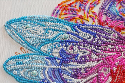 Bead Embroidery Kit Blue dragonfly DIY Abris Art