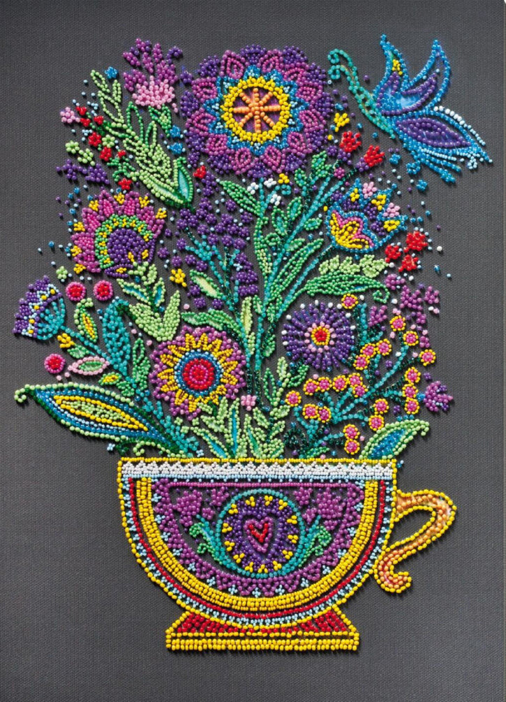 Bead Embroidery Kit Flowers Cup of happiness DIY Abris Art