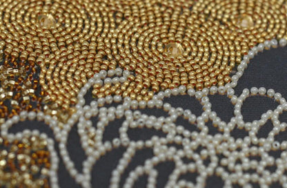 Bead Embroidery Kit Black chrysanthemum Flower DIY Abris Art