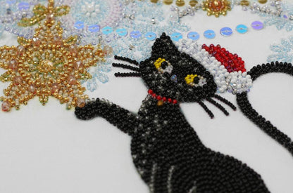 Bead Embroidery Kit Cat DIY Abris Art