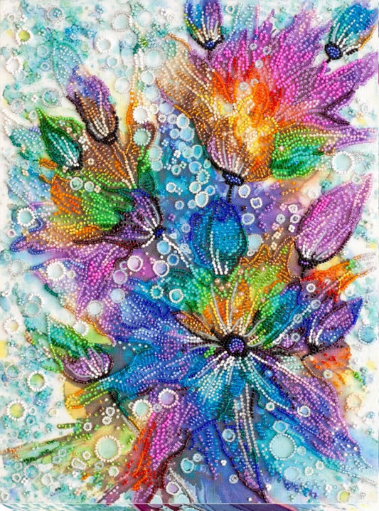 Kit de broderie de perles Fleurs arc-en-ciel DIY