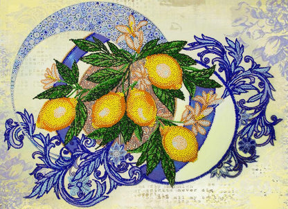 Bead Embroidery Kit Lemons DIY Abris Art