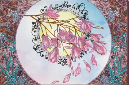 Bead Embroidery Kit Magnolia Flower DIY Abris Art