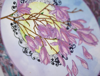 Bead Embroidery Kit Magnolia Flower DIY Abris Art