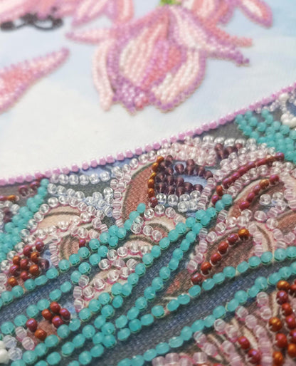 Bead Embroidery Kit Magnolia Flower DIY Abris Art