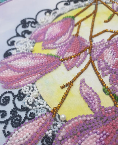 Bead Embroidery Kit Magnolia Flower DIY Abris Art