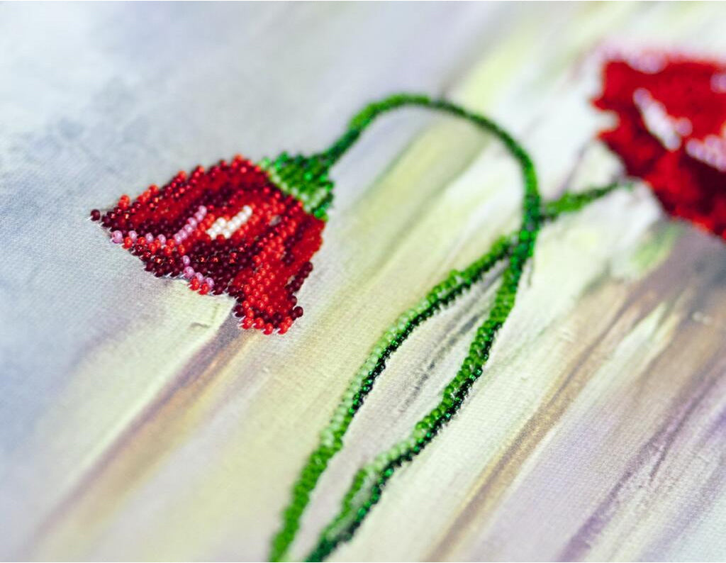 Perlenstickerei-Set Mohnblumen DIY