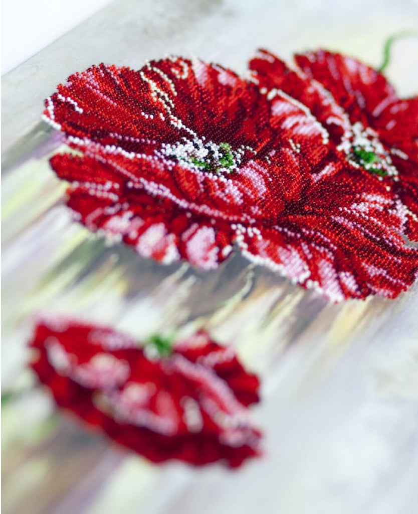 Perlenstickerei-Set Mohnblumen DIY