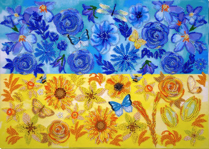 Bead Embroidery Kit Ukraine Flowers DIY Abris Art