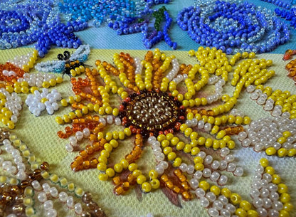 Bead Embroidery Kit Ukraine Flowers DIY Abris Art
