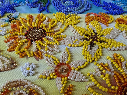 Bead Embroidery Kit Ukraine Flowers DIY Abris Art