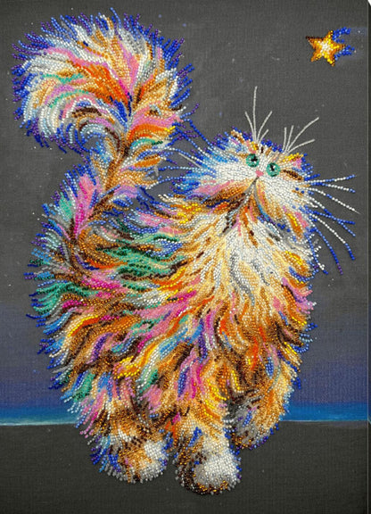 Bead Embroidery Kit Cat DIY Abris Art