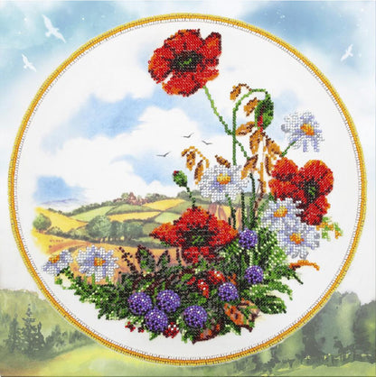 Bead Embroidery Kit Spring morning Flowers DIY Abris Art
