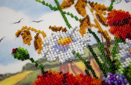 Bead Embroidery Kit Spring morning Flowers DIY Abris Art