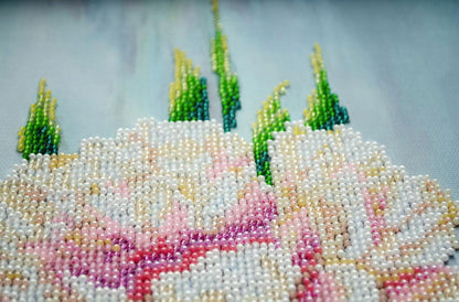 Bead Embroidery Kit Peonies Flowers DIY Abris Art