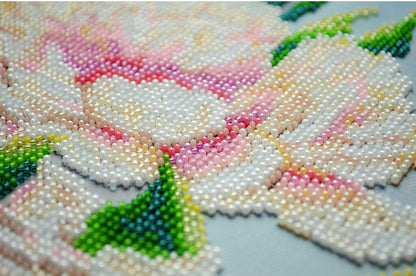 Bead Embroidery Kit Peonies Flowers DIY Abris Art