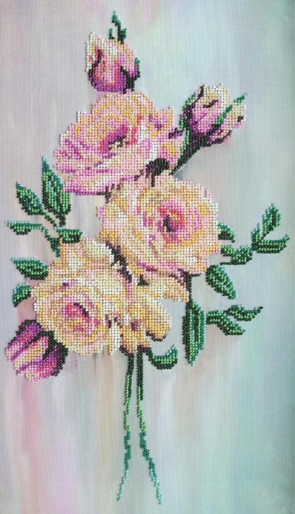 Bead Embroidery Kit Roses Flowers DIY Abris Art