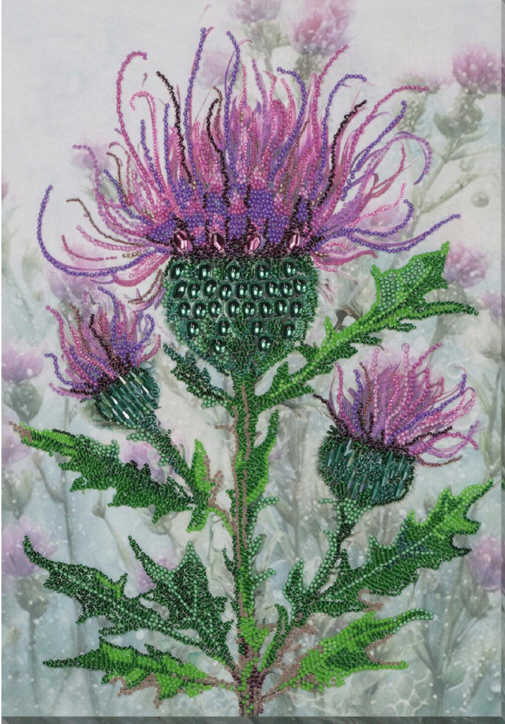 Bead Embroidery Kit Thistle Flower DIY Abris Art