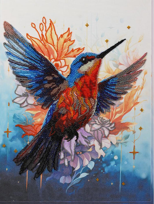 Bead Embroidery Kit A colorful bird DIY Abris Art