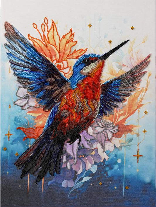 Bead Embroidery Kit Colorful bird DIY Abris Art