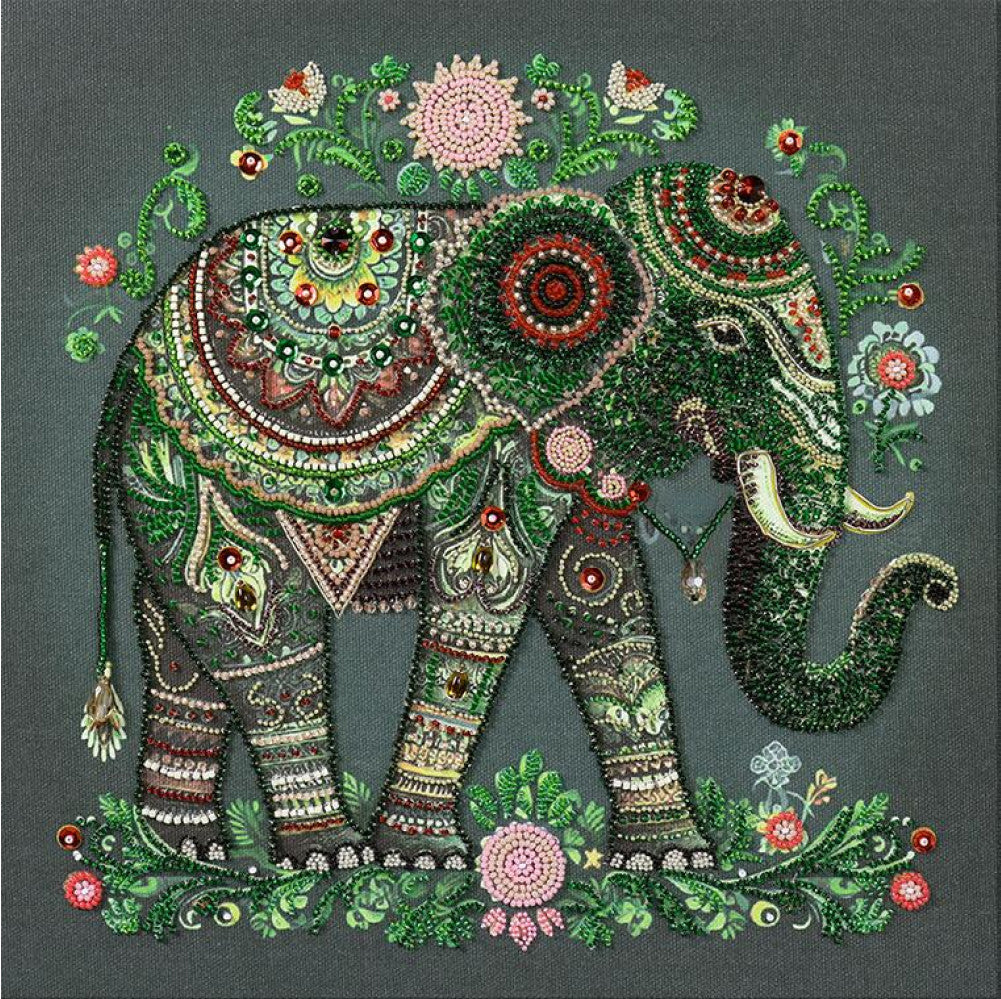 Bead Embroidery Kit Elephant DIY Abris Art