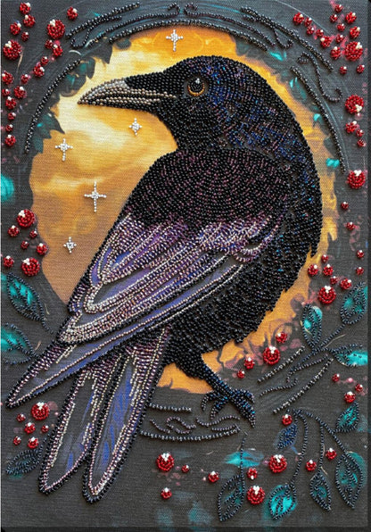 Bead Embroidery Kit Black Crow DIY Abris Art