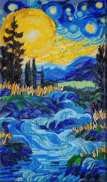 Bead Embroidery Kit Behind the waterfall DIY Abris Art