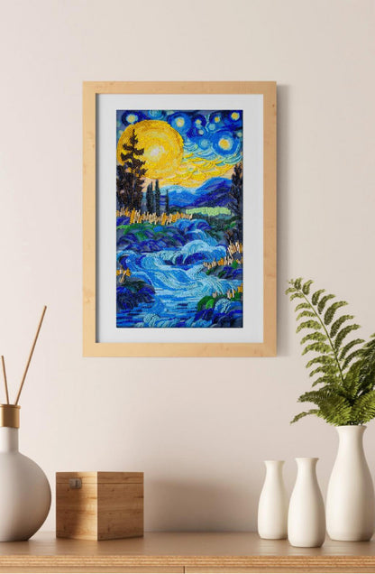 Bead Embroidery Kit Behind the waterfall DIY Abris Art