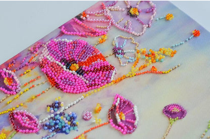 Bead Embroidery Kit Spring Flowers Poppies DIY Abris Art