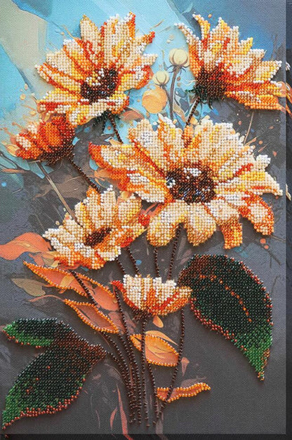Bead Embroidery Kit Sunflowers DIY Abris Art