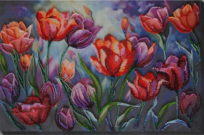 Bead Embroidery Kit Tulips Flower DIY Abris Art