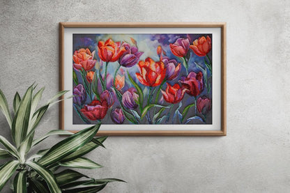Bead Embroidery Kit Tulips Flower DIY Abris Art