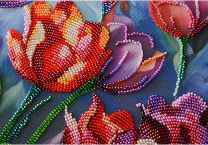Bead Embroidery Kit Tulips Flower DIY Abris Art