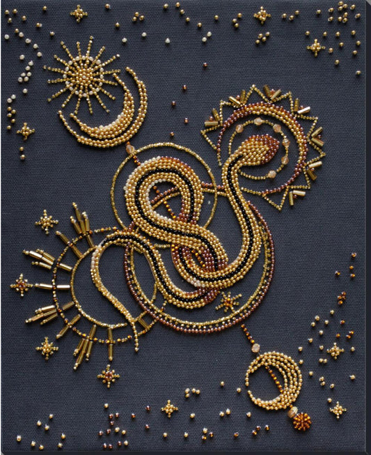 Bead Embroidery Kit Gold snake DIY Abris Art