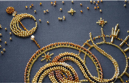 Bead Embroidery Kit Gold snake DIY Abris Art