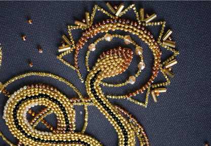 Bead Embroidery Kit Gold snake DIY Abris Art