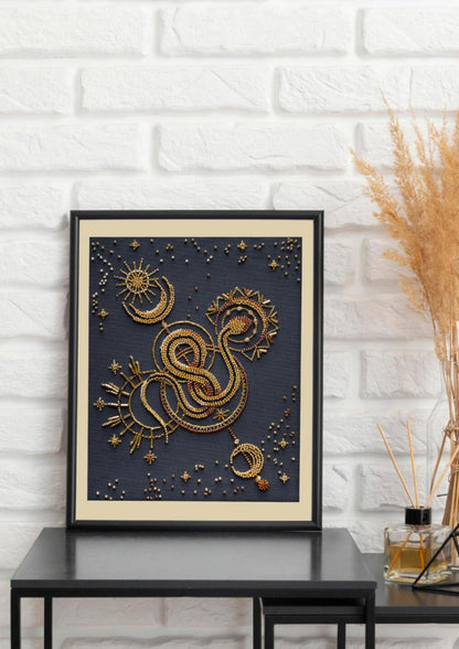 Bead Embroidery Kit Gold snake DIY Abris Art