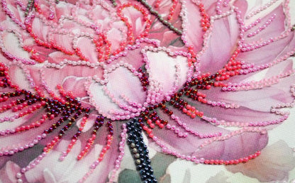 Bead Embroidery Kit Butterfly on peony DIY Abris art