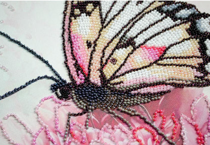 Bead Embroidery Kit Butterfly on peony DIY Abris art