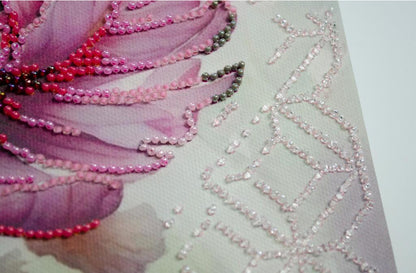 Bead Embroidery Kit Butterfly on peony DIY Abris art