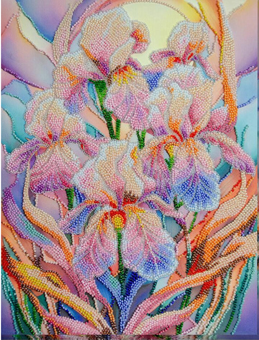 Bead Embroidery Kit Irises Flowers DIY Abris Art