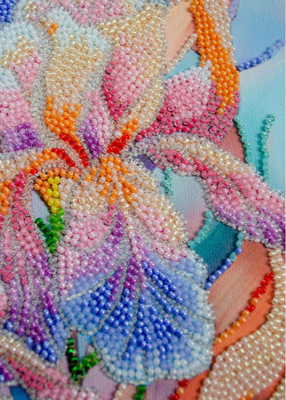 Bead Embroidery Kit Irises Flowers DIY Abris Art