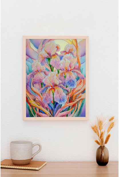 Bead Embroidery Kit Irises Flowers DIY Abris Art