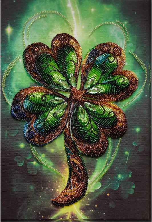 Bead Embroidery Kit Good luck clover DIY Abris Art