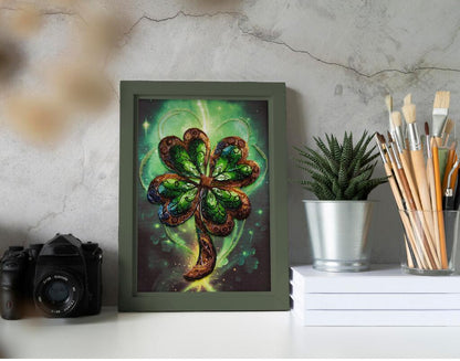 Bead Embroidery Kit Good luck clover DIY Abris Art