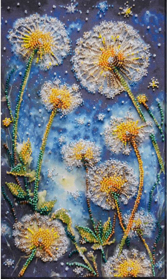 Bead Embroidery Kit Dandelions Flowers DIY Abris Art