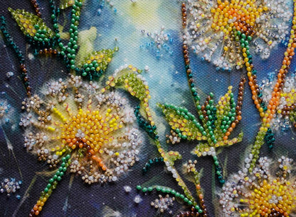 Bead Embroidery Kit Dandelions Flowers DIY Abris Art