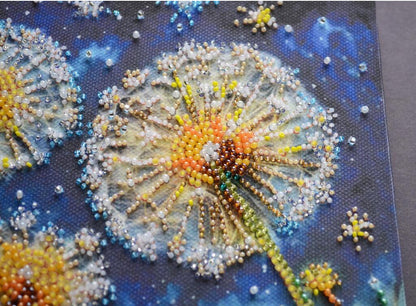 Bead Embroidery Kit Dandelions Flowers DIY Abris Art