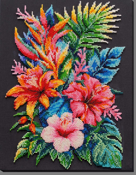 Bead Embroidery Kit Paradise flowers DIY Abris Art