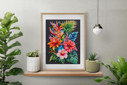 Bead Embroidery Kit Paradise flowers DIY Abris Art